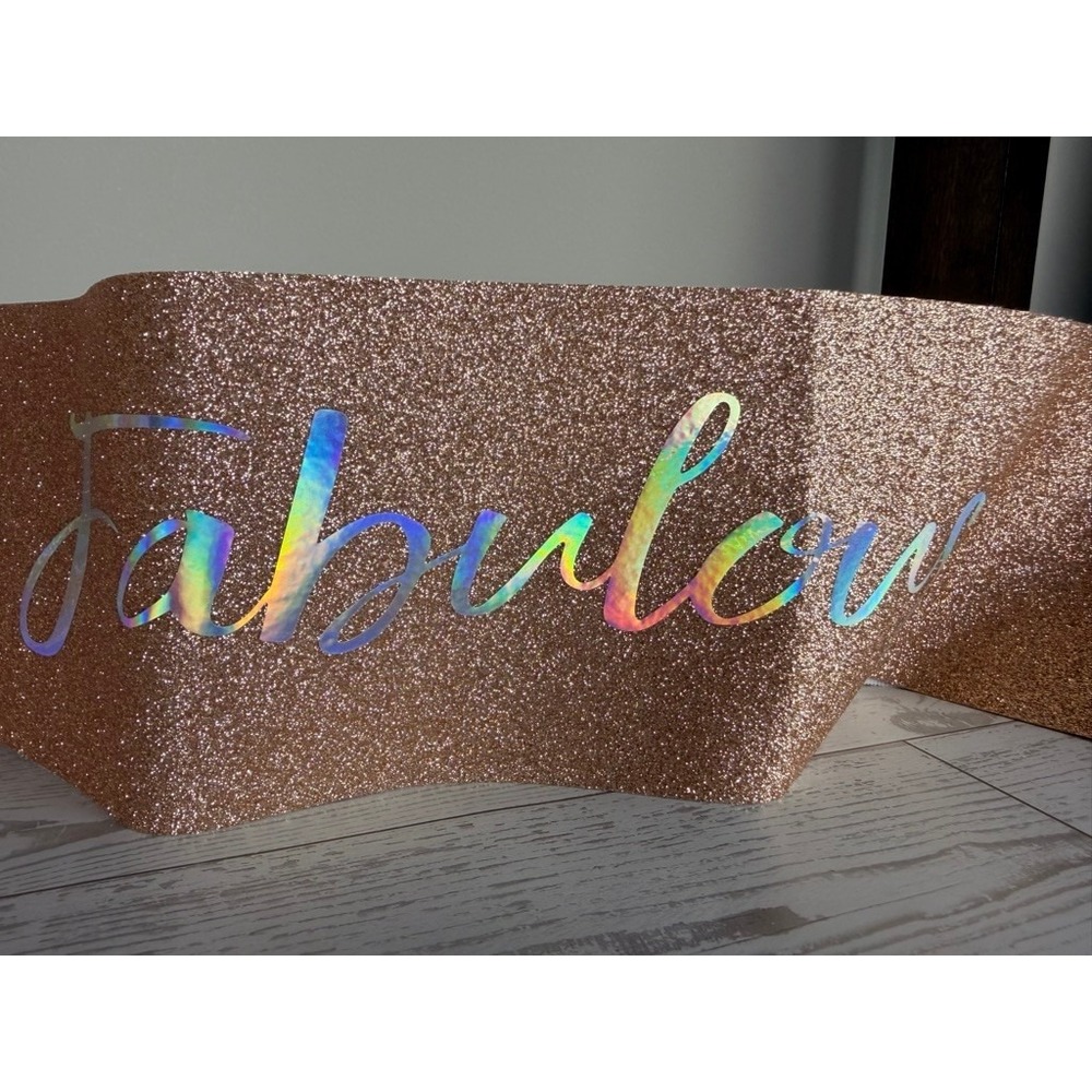 40 & Fabulous Birthday Sash Headband Earrings Set‎ Rose Gold Glitter - Picture 9 of 9